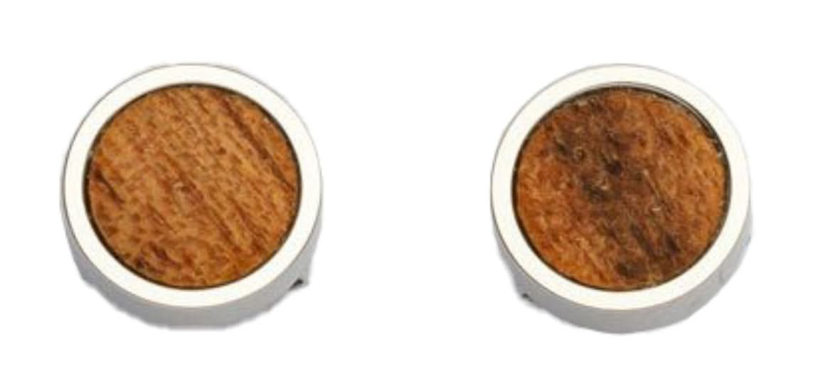Pigment Round Earrings with Wood Element - Wood Core Model: Jewelry