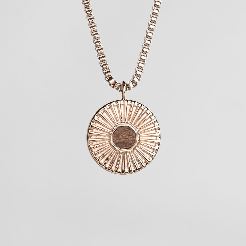 Stencil Necklace with Round Pendant - Wooden Core Model: Jewelry