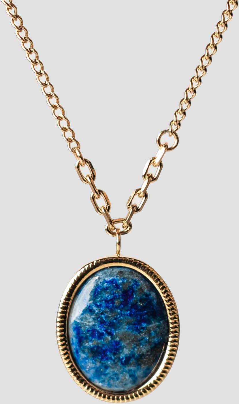 Mirror Necklace with Oval Pendant - Wooden Core Model: Jewelry