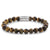Bracelet made of 8mm tiger's eye stones with stainless steel clasp - Rebel&Rose Model: RR-80042-S-L