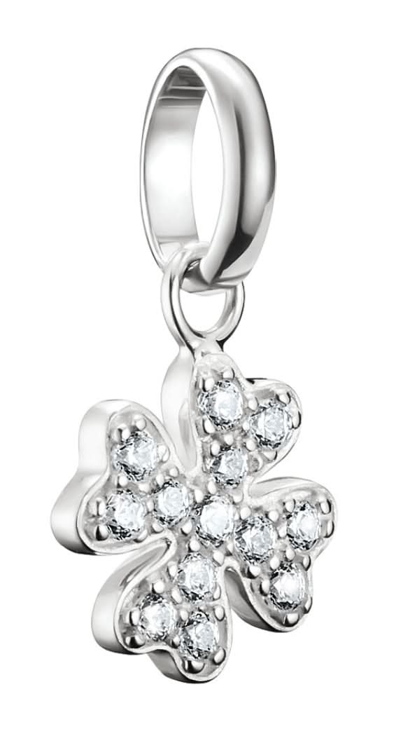 Thomas Sabo Charm Pendant Four-Leaf Clover with Stones Connect Silver