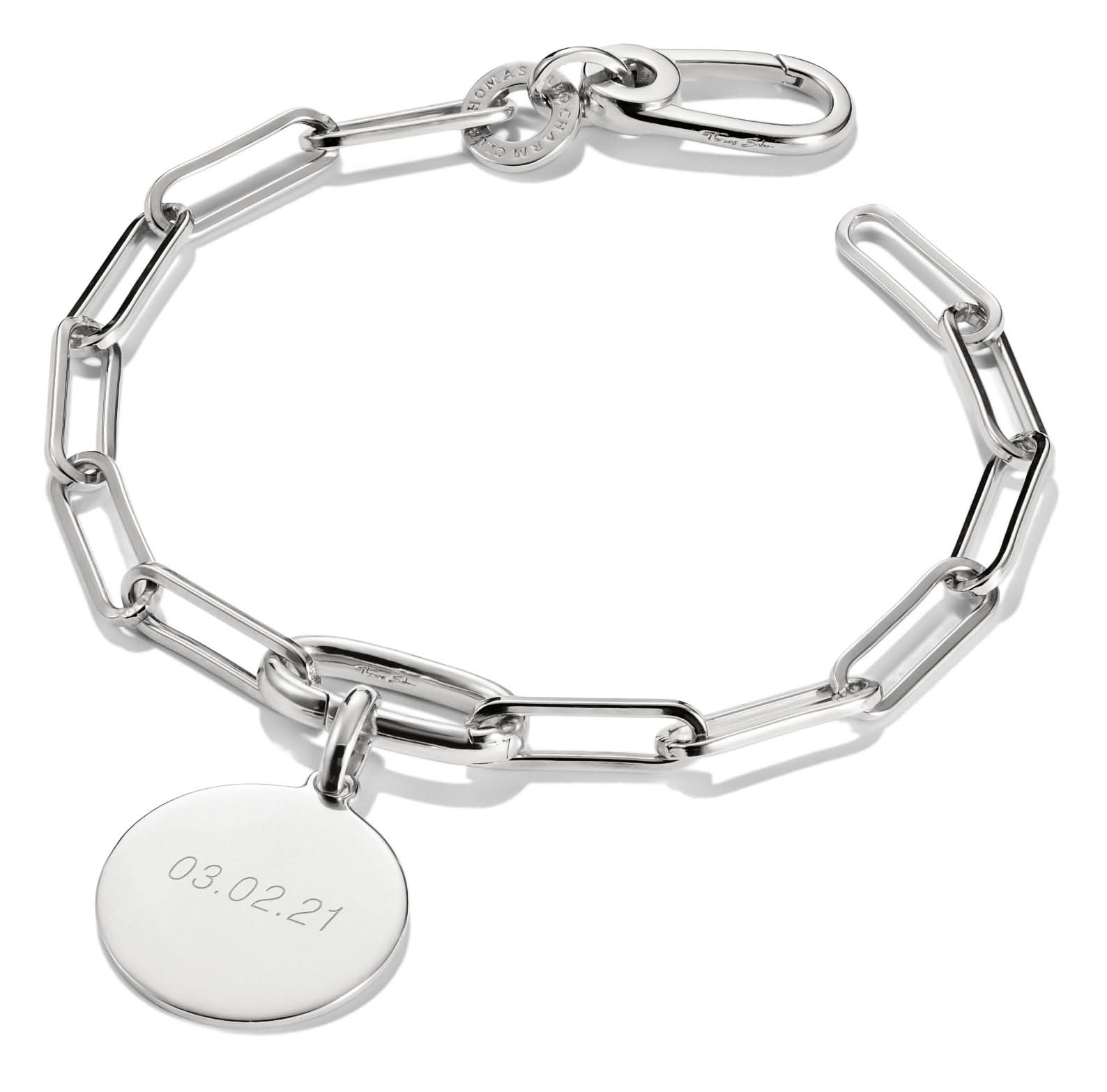 Thomas Sabo Paperclip Charm Bracelet with a Connect Link Silver