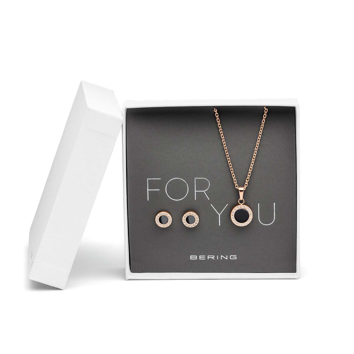 ForYou Set Necklace with Pendant and Stud Earrings - Bering Jewelry Model: 427-707-Black