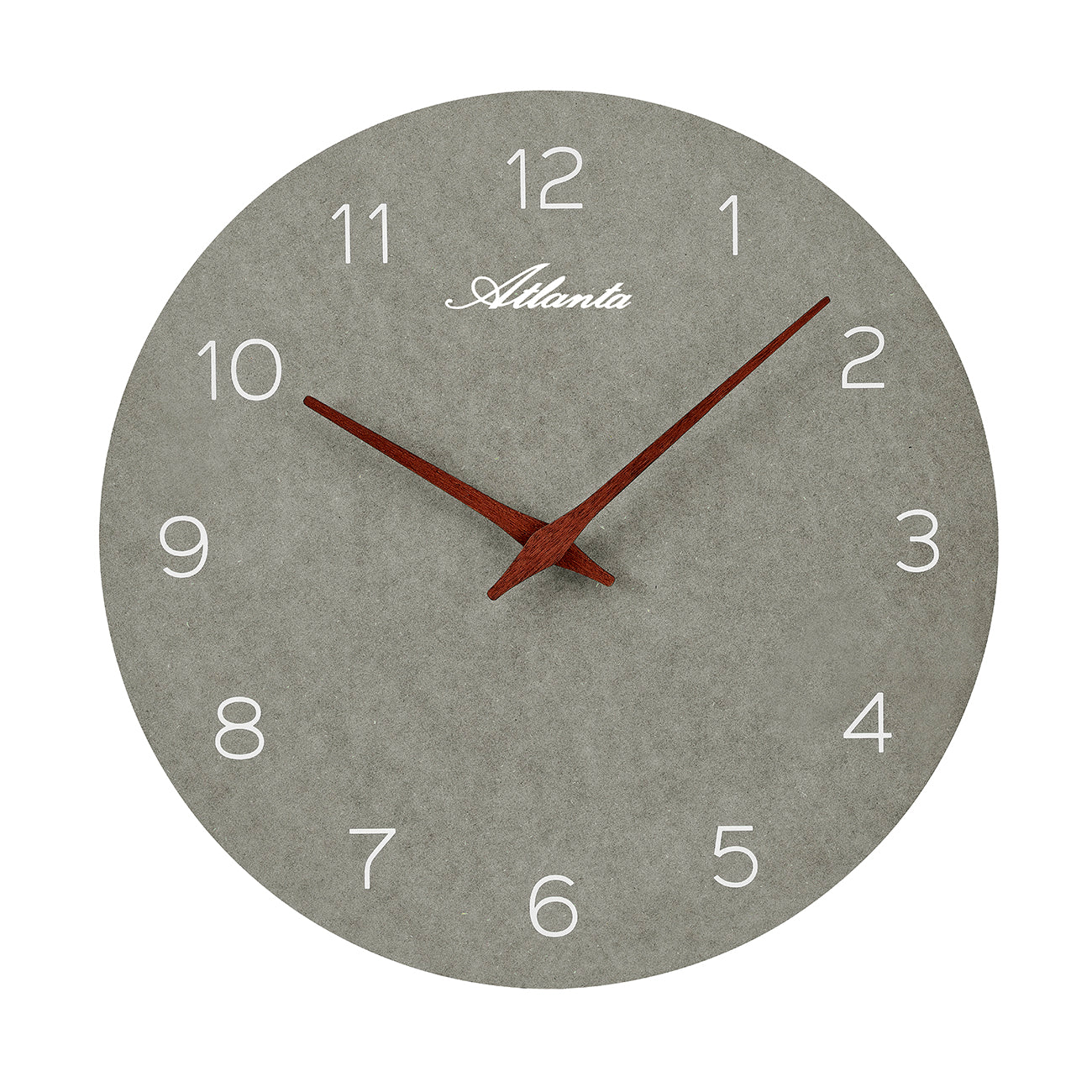 Wanduhr mit arabischen Ziffern und Zeigern, rund, grau
