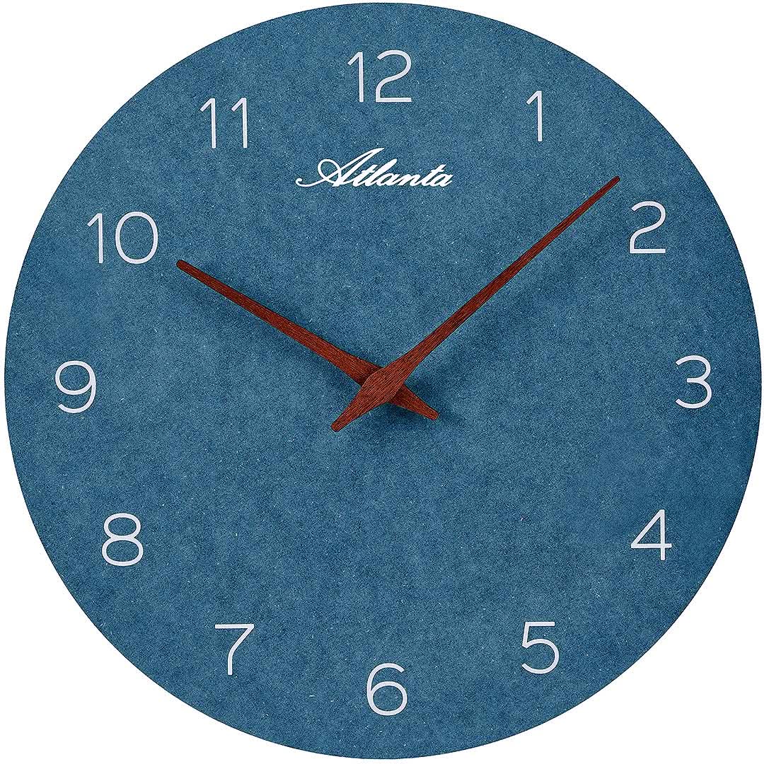 Atlanta Wall Clock 30 cm Ø MDF, Wood • Silent Quartz Movement • Arabic Numerals