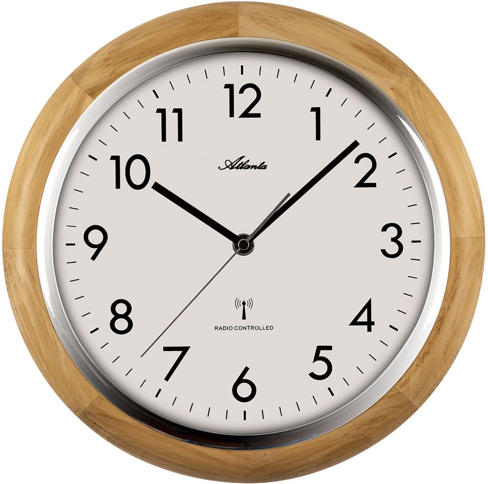 Atlanta Wooden Wall Clock • Radio Controlled • Elegant Wooden Design