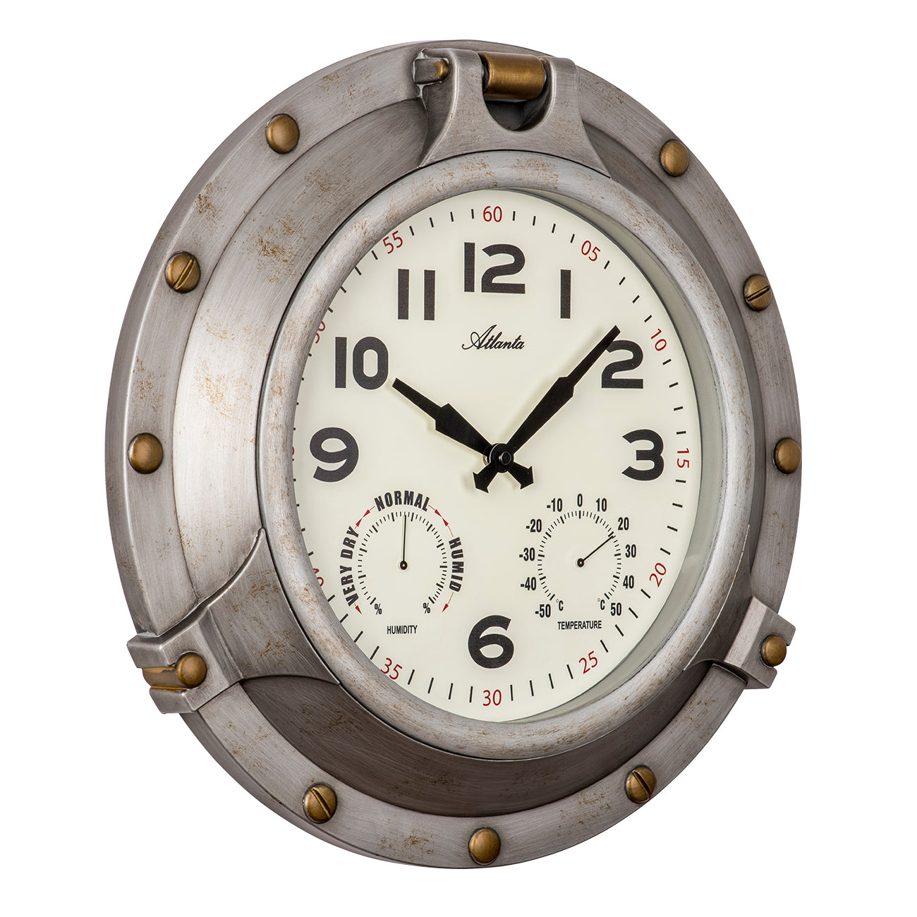 Atlanta Außenwanduhr aus grauem Metall, analog, mit römischen Ziffern