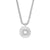 Necklace with round crystal pendant in sunburst pattern, shiny silver