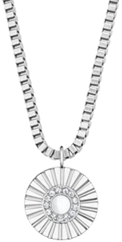 Necklace with sparkling crystal pendant, shiny silver - BERING Model: 465-150-450