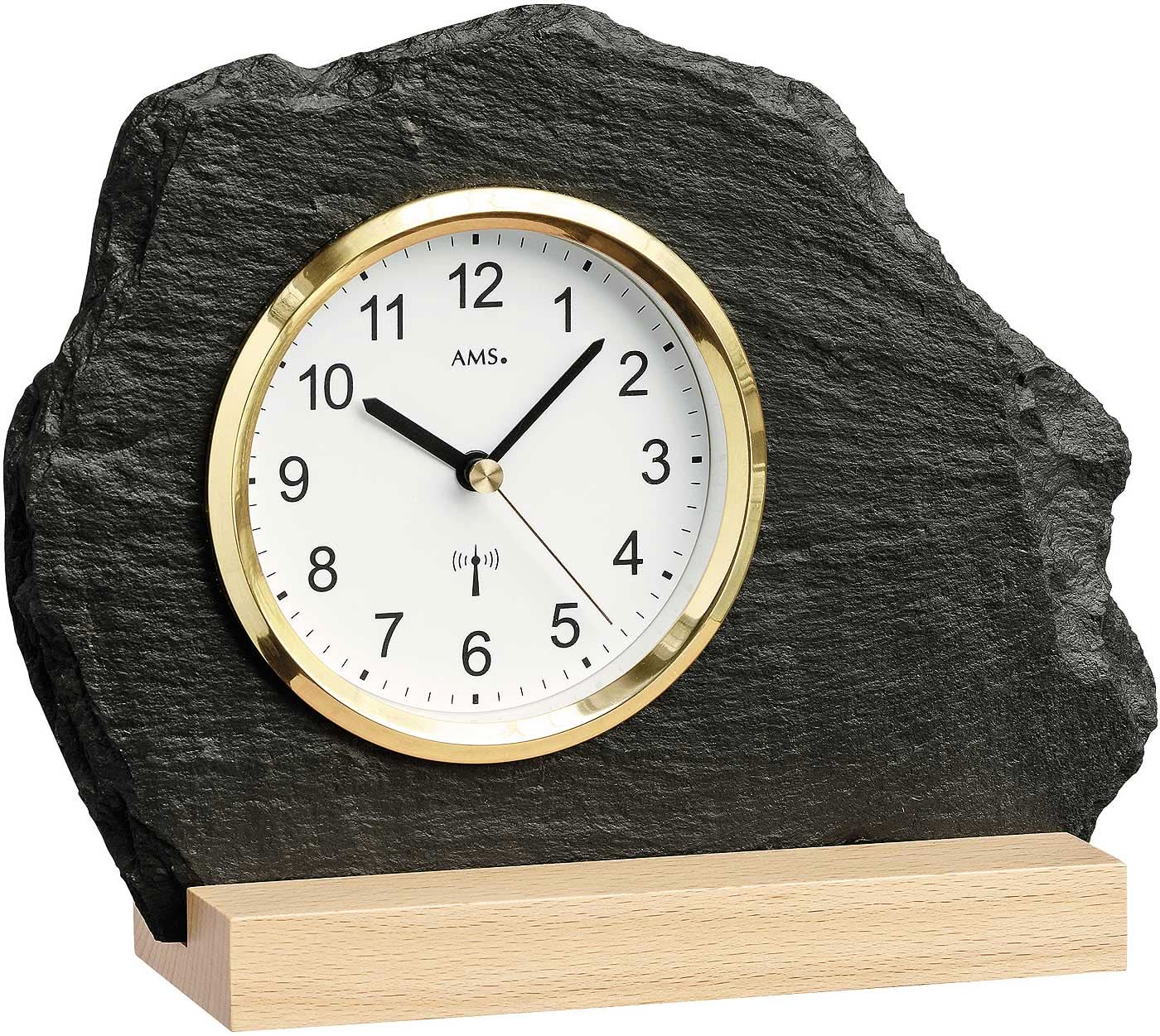 AMS Table Clock 21 cm Stone • Radio-controlled • Natural Slate