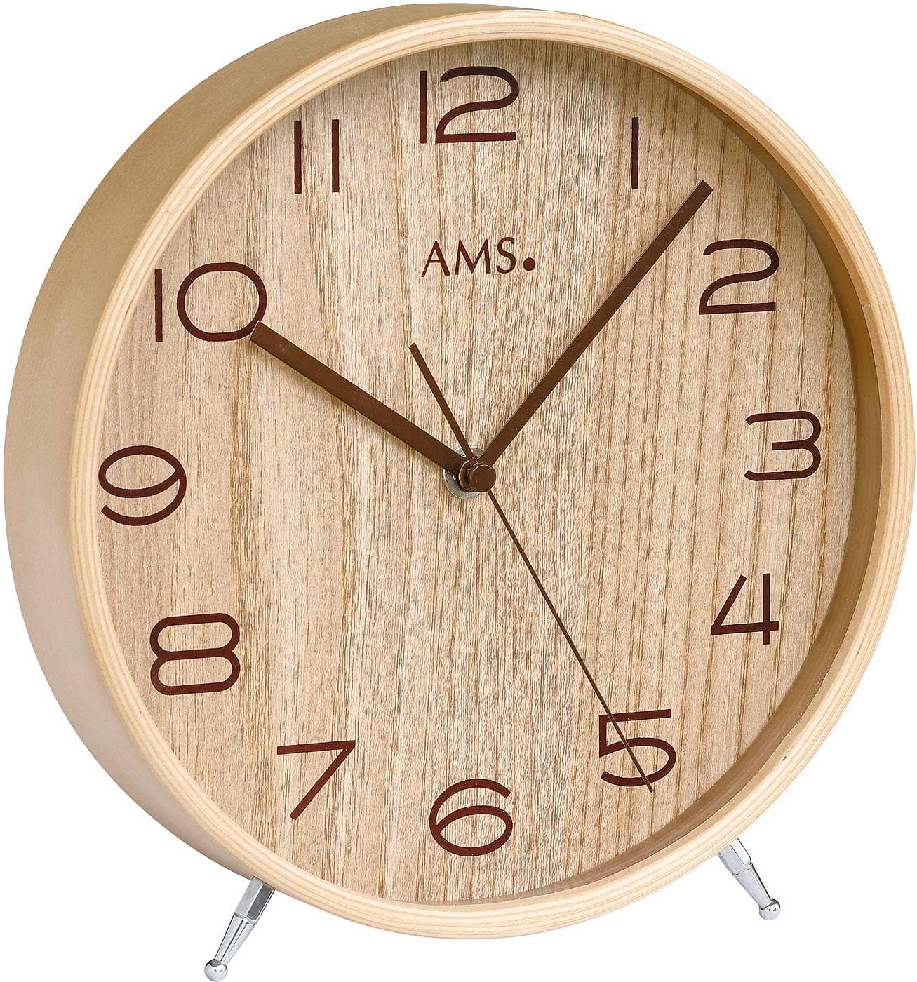 AMS Table Clock 22x22x4 cm Wood • German Radio Movement • Timeless Design