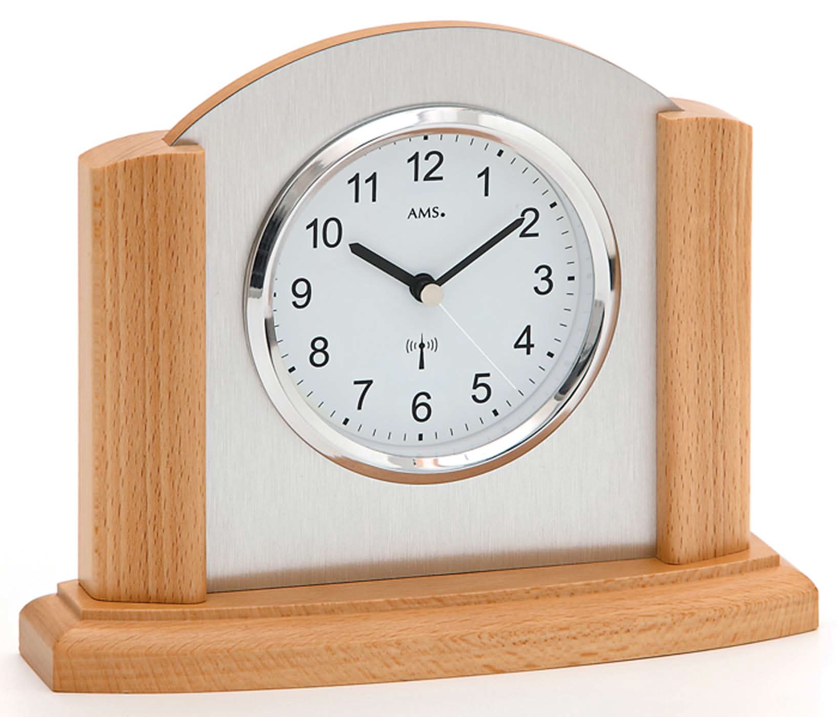 AMS Table Clock 17x20x7 cm Wood • Radio-Controlled Movement • Modern Design