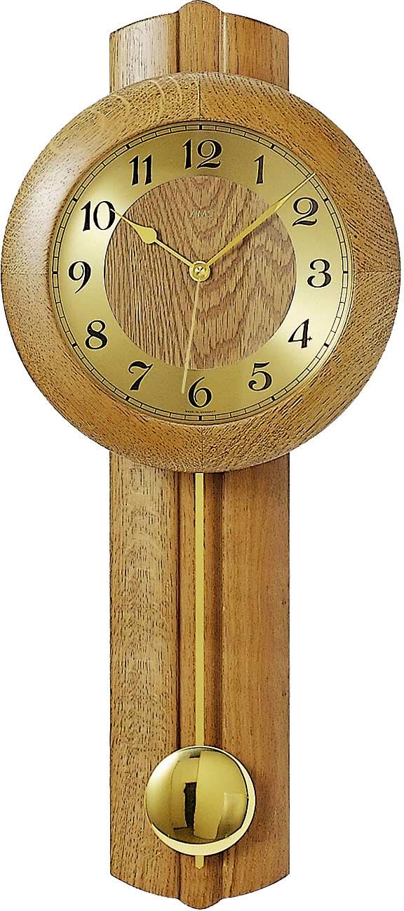 AMS Wall Clock 62x25x10 cm Wood • Radio-Controlled Movement • Pendulum