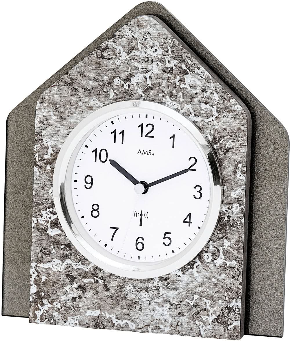 AMS Table Clock 19x17x5 cm Wood • Radio-Controlled Movement • Modern