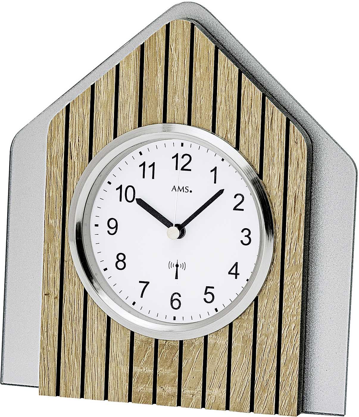 AMS Table Clock 19x17x5 cm Wood • Radio-Controlled • Modern Design