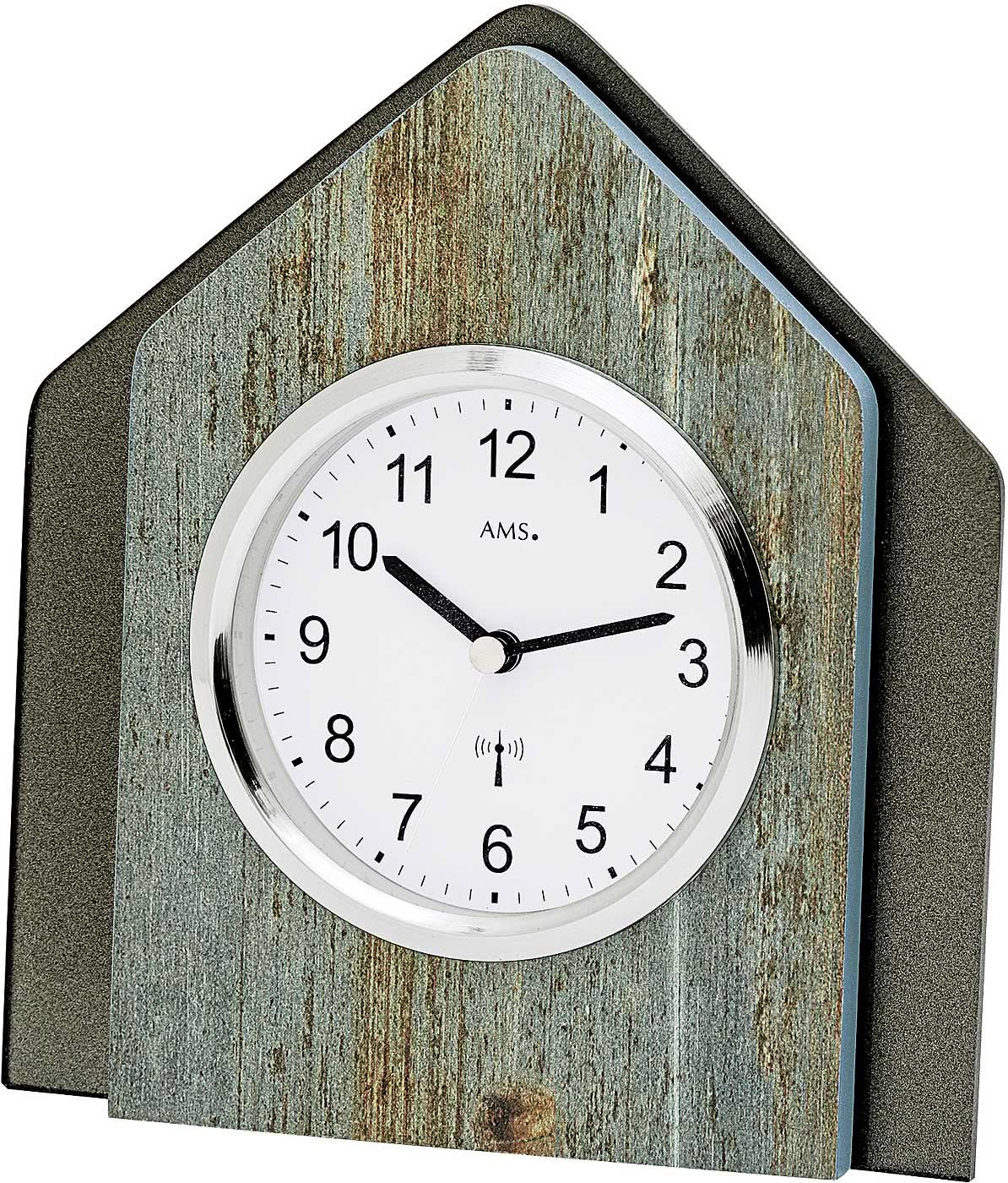 AMS Table Clock 19x17x5 cm Wood • Modern Design • Silent Quartz Movement