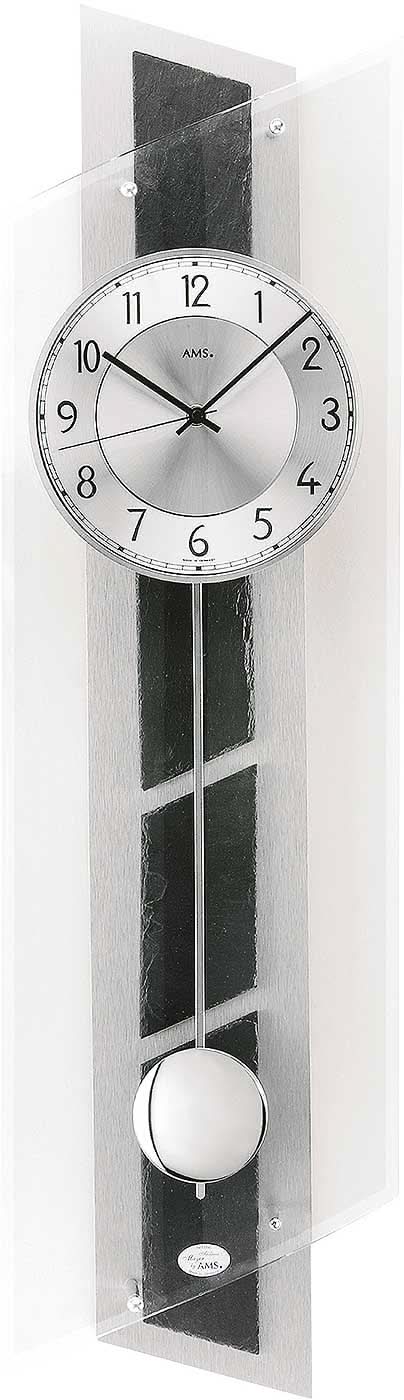 AMS Wall Clock 84x24x10 cm Aluminum • Radio-Controlled • With Pendulum