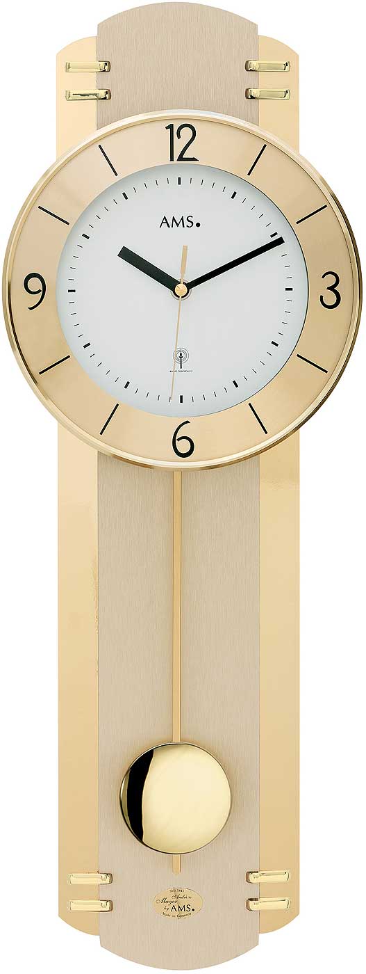 AMS Wall Clock 60x22x7 cm Wood • Radio-Controlled • Elegant Design