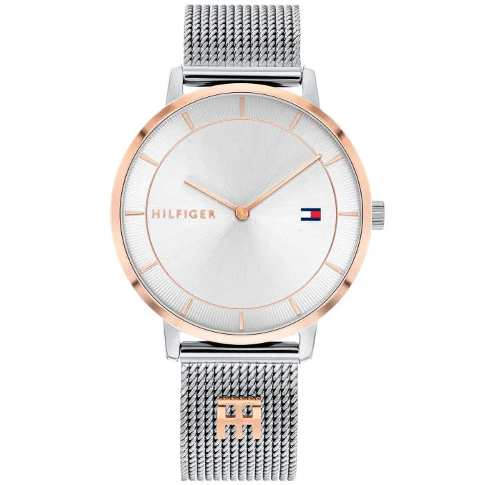 Tommy Hilfiger Tea 1782288 Damen Armbanduhr Silber • Milanaise-Edelstahlarmband • Minimalistisches Design