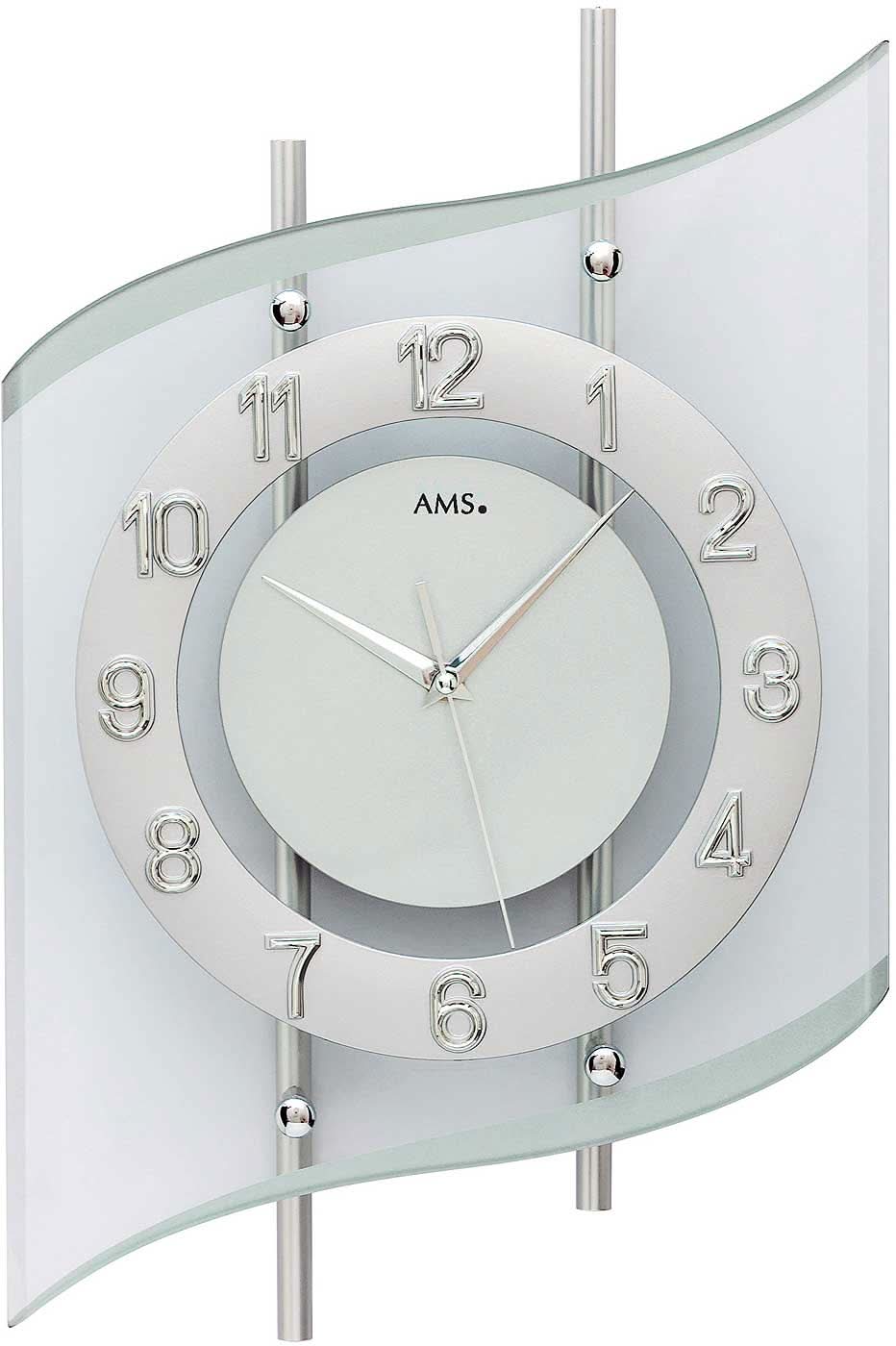 AMS Wall Clock 45x29 cm Metal • Modern Design • Precise Radio-Controlled Movement