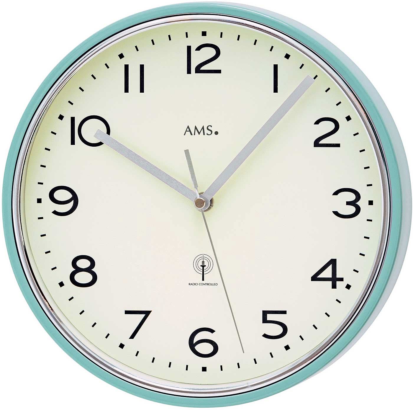 AMS Wall Clock 25 cm Ø Metal • Radio-Controlled • Precise Quartz Movement