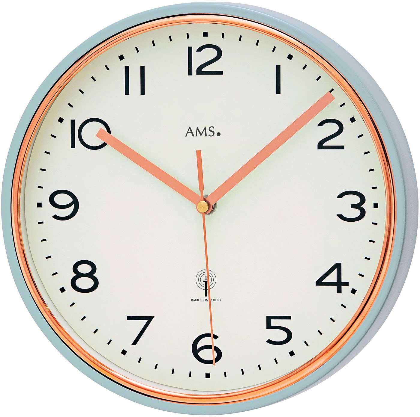 AMS Wall Clock 25x25x5 cm Metal • Radio Controlled • Precise UTS Movement