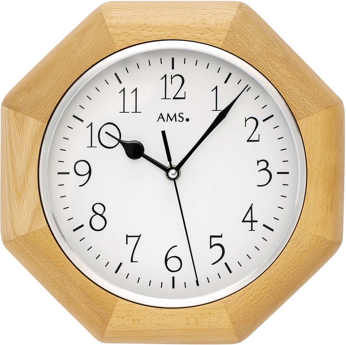 AMS Wall Clock 27x27x5 cm Wood • Radio-Controlled • Modern Design