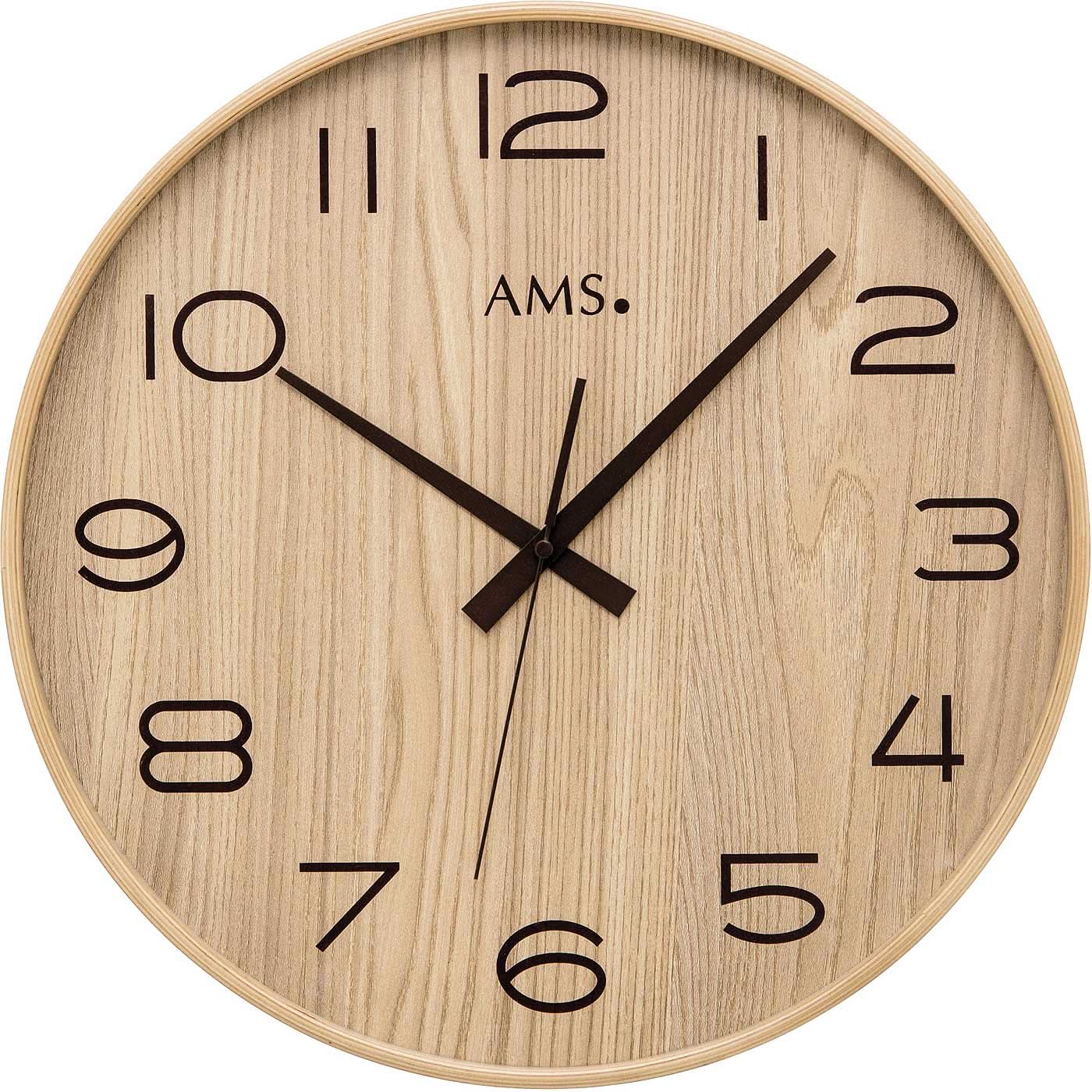 AMS Wall Clock 40x40x5 cm Wood • Radio-Controlled Accuracy • Harmonious Design