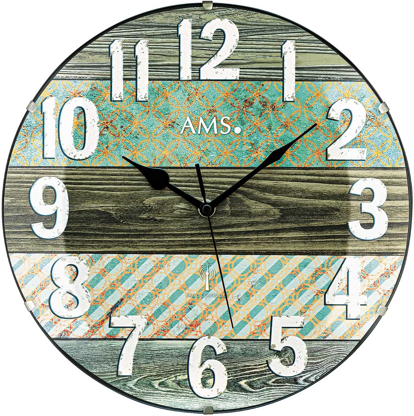 AMS Wall Clock 32 cm Ø Plastic • Radio-Controlled • Vintage Design