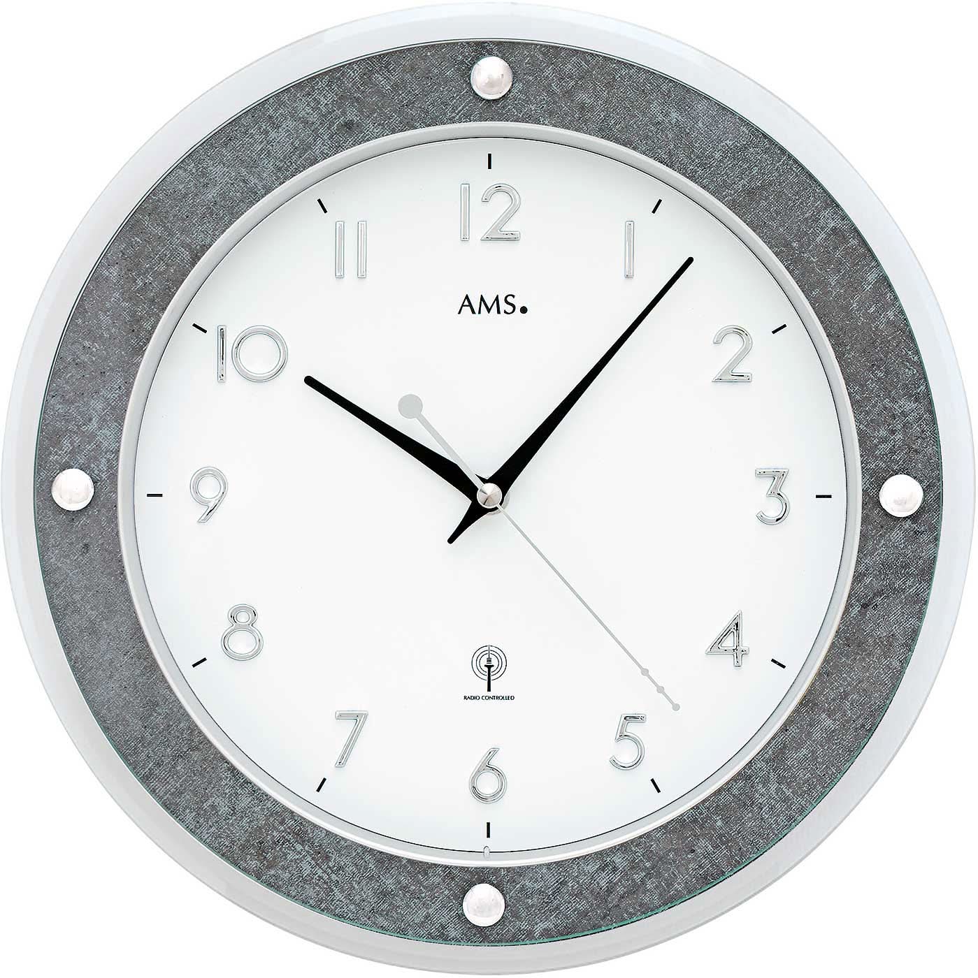 AMS Wall Clock 31 cm Ø Plastic • Radio Controlled • Modern Design