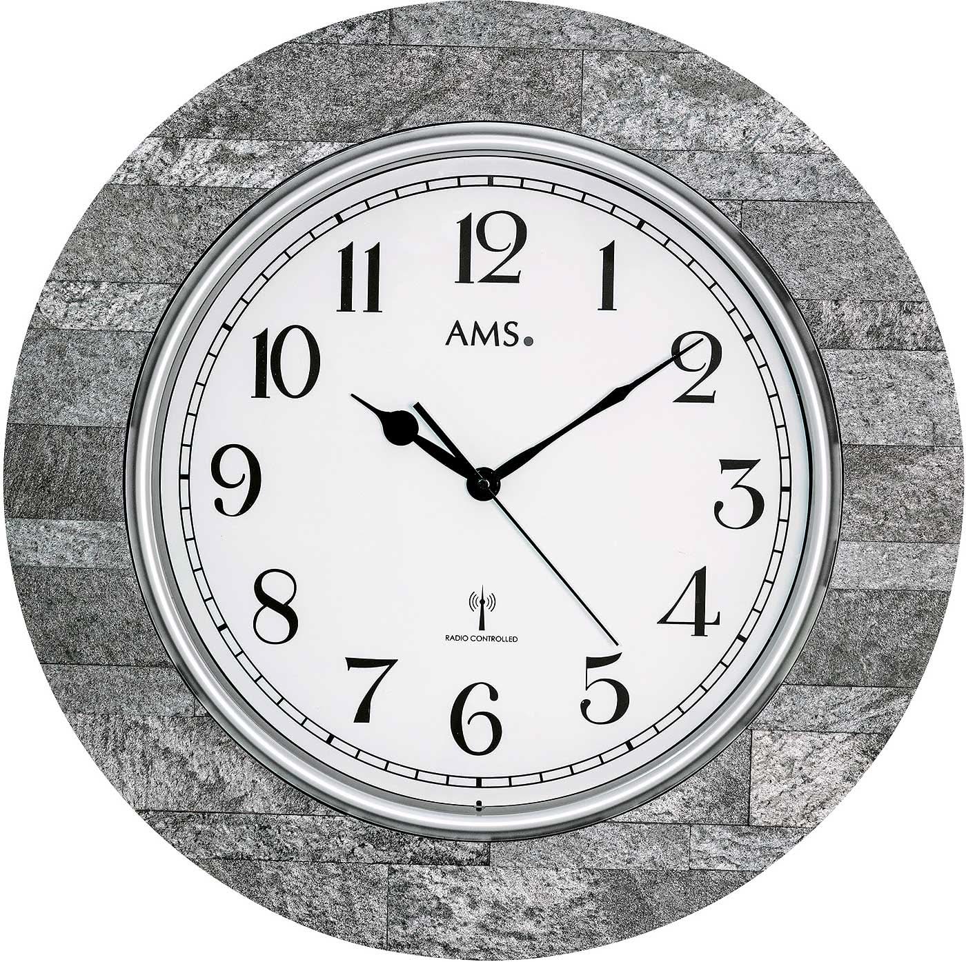 AMS Wall Clock 50 cm Ø Wood • Precise Radio-Controlled Movement • Modern Natural Design