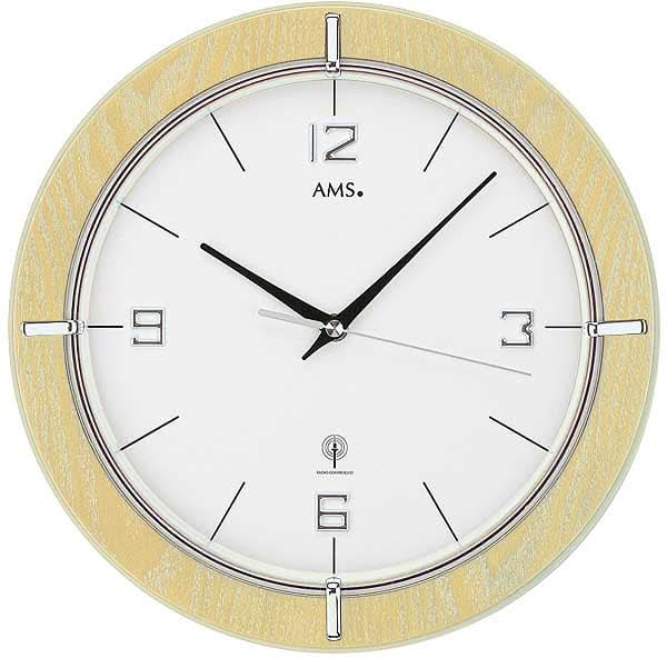 AMS Wall Clock 29 cm Ø Wood • Radio-Controlled • Modern Design
