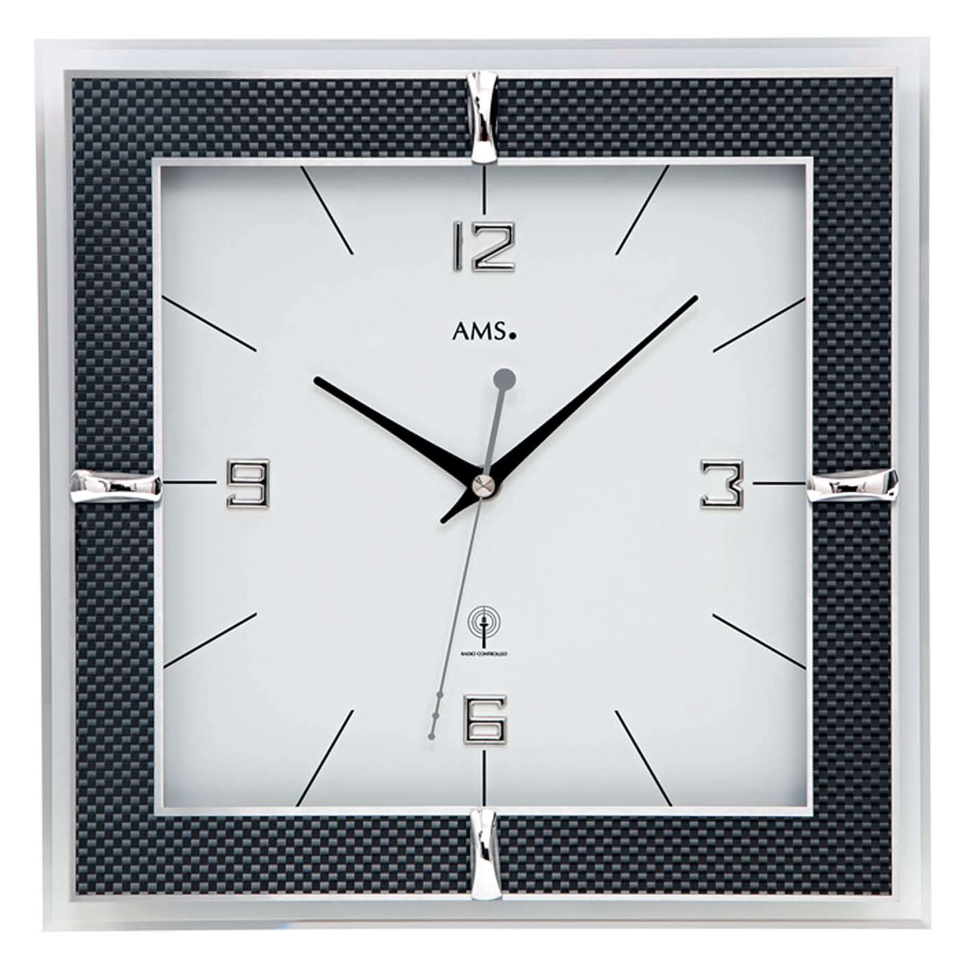 AMS Wall Clock 30x30x4 cm Aluminum • Radio-controlled movement • Modern design