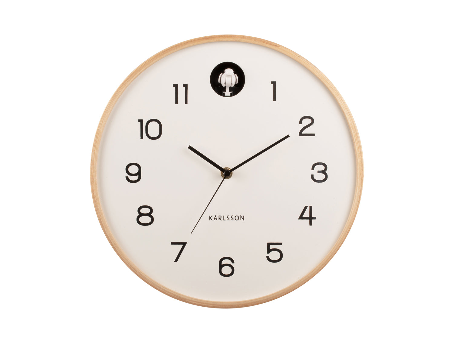 Karlsson Natural Cuckoo KA5886WH Wanduhr Weiß • Kuckucksruf zur vollen Stunde • Birkenholz-Gehäuse