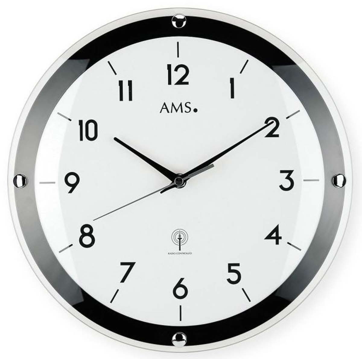 AMS Wall Clock 31x31x4 cm Metal • Radio Controlled • Modern Design