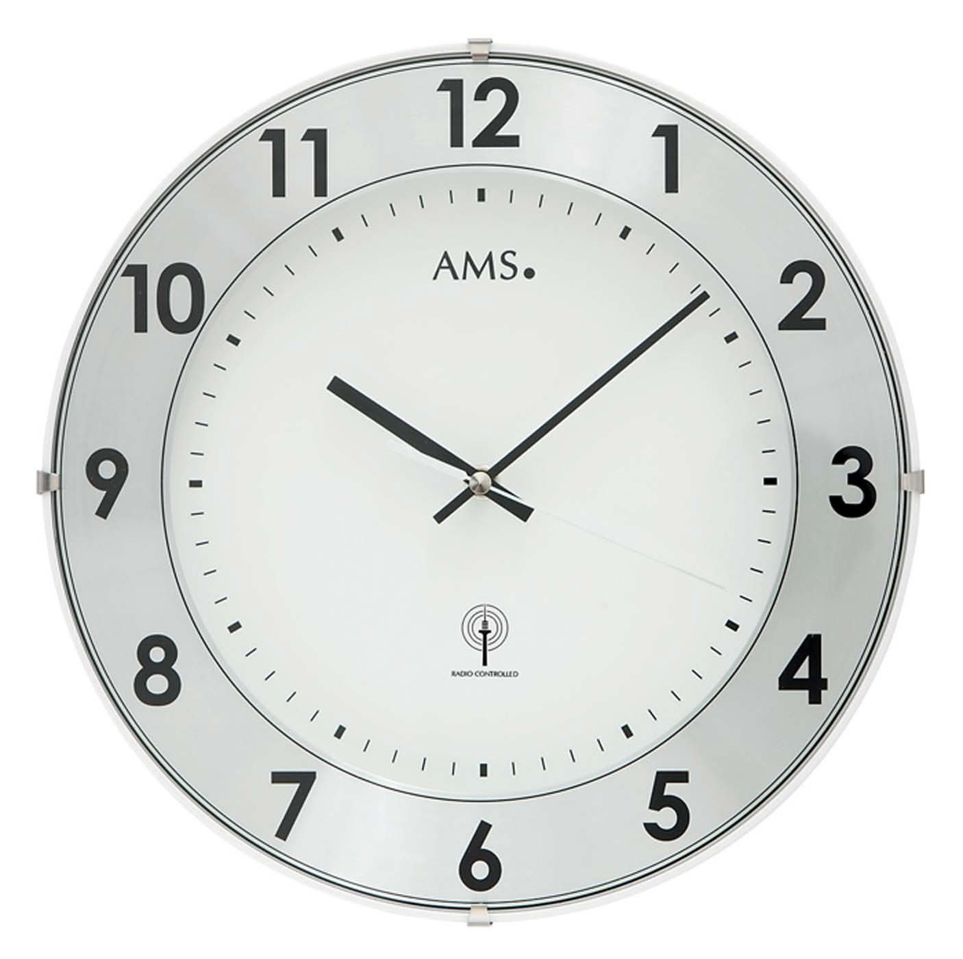 AMS Wall Clock 30 cm Ø Plastic • Radio Controlled • Modern Design