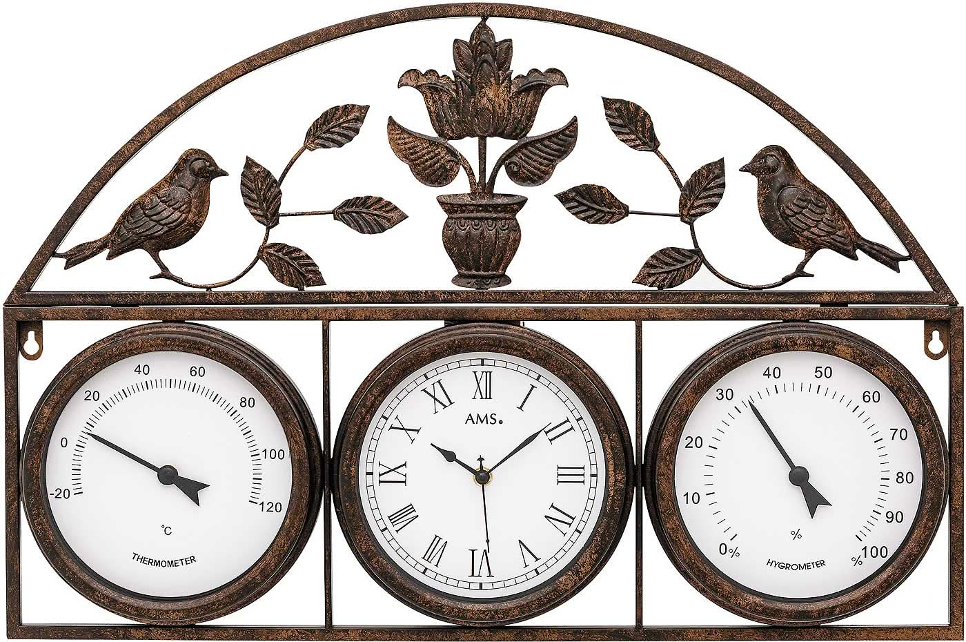 AMS Wall Clock 44x66x5 cm Metal • Precise Radio-Controlled Movement • With Temperature and Humidity