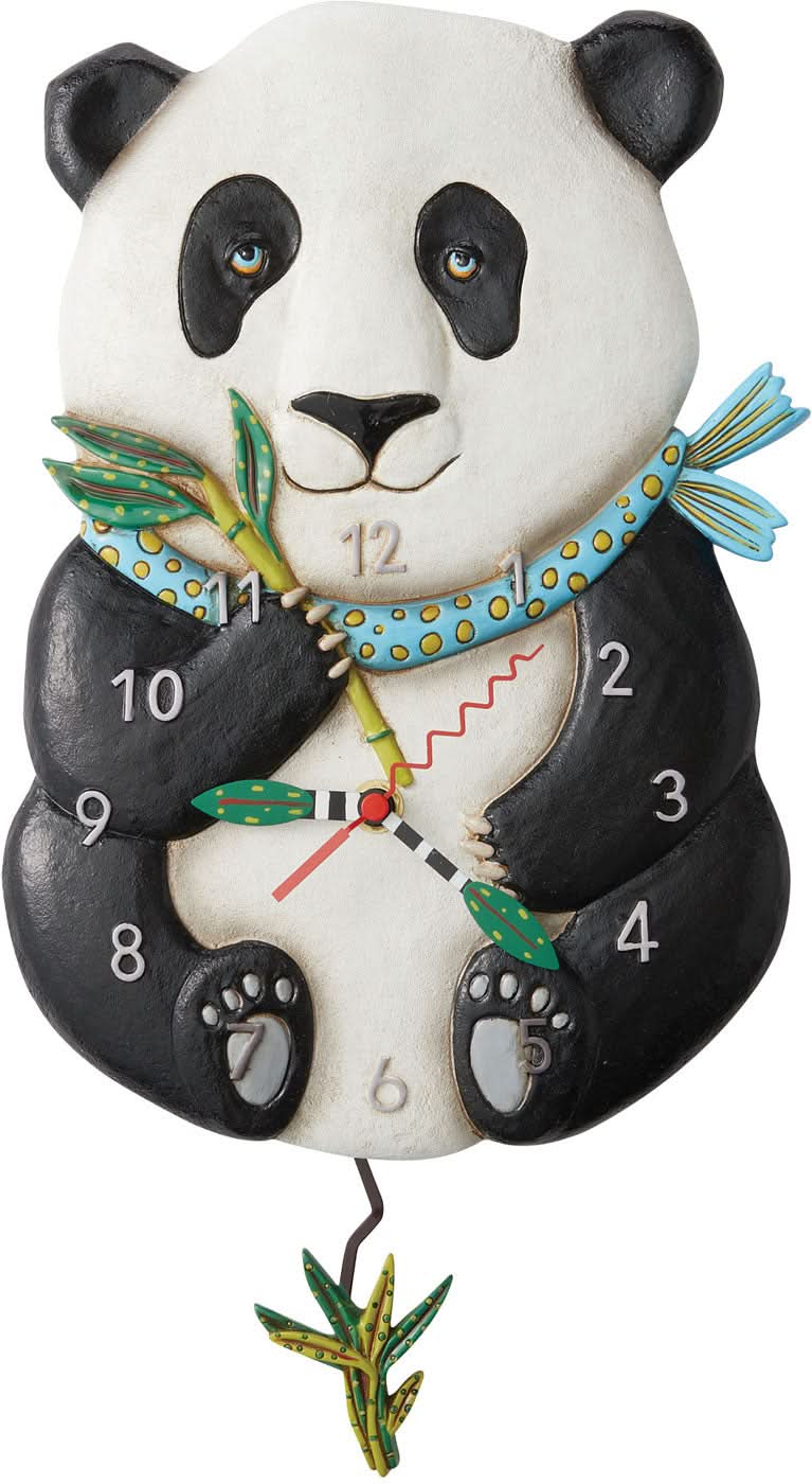 Allen Designs Wall Clock 30.5x21.5x6 cm Plastic • With Pendulum • Panda Design