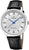 Festina solar men's watch with a silver dial, Roman numerals, and a black leather strap