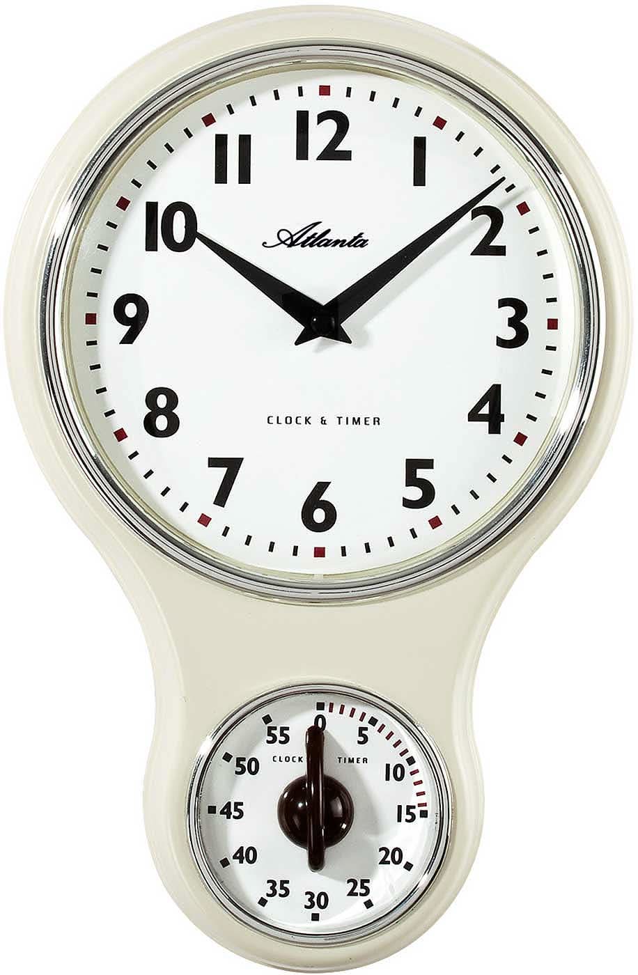 Atlanta Wall Clock 30x19.5x6.5 cm Plastic • Integrated Short-Term Timer • Vintage Design