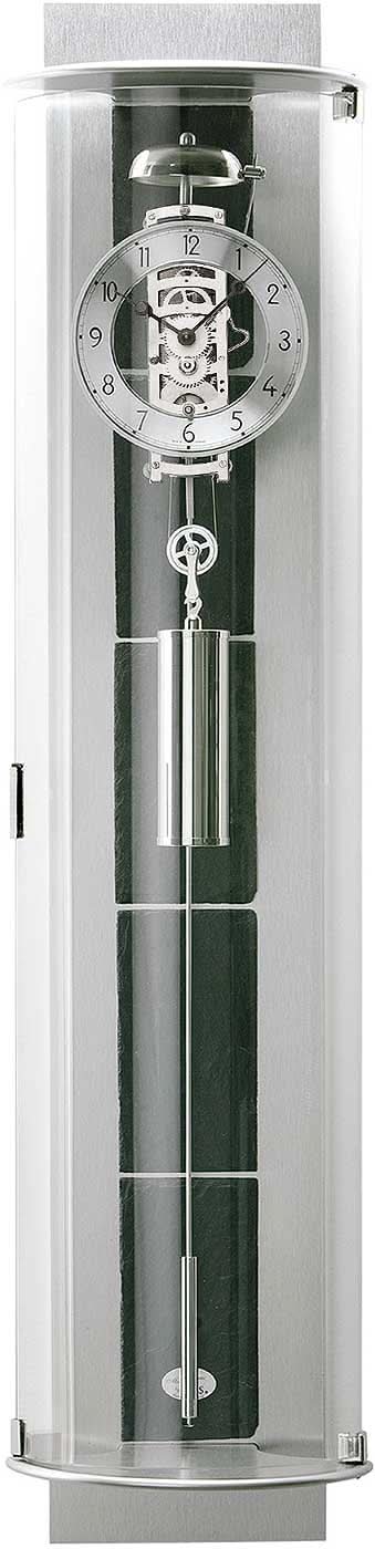 AMS Wall Clock 90x21x17 cm Aluminum and Glass • Mechanical 8-Day Movement • Modern Regulator