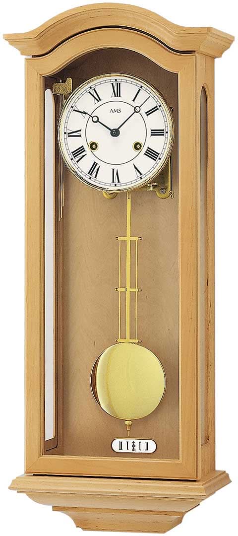 AMS Wall Clock 67x27x15 cm Wood • Mechanical 14-day movement • Bim-Bam striking mechanism