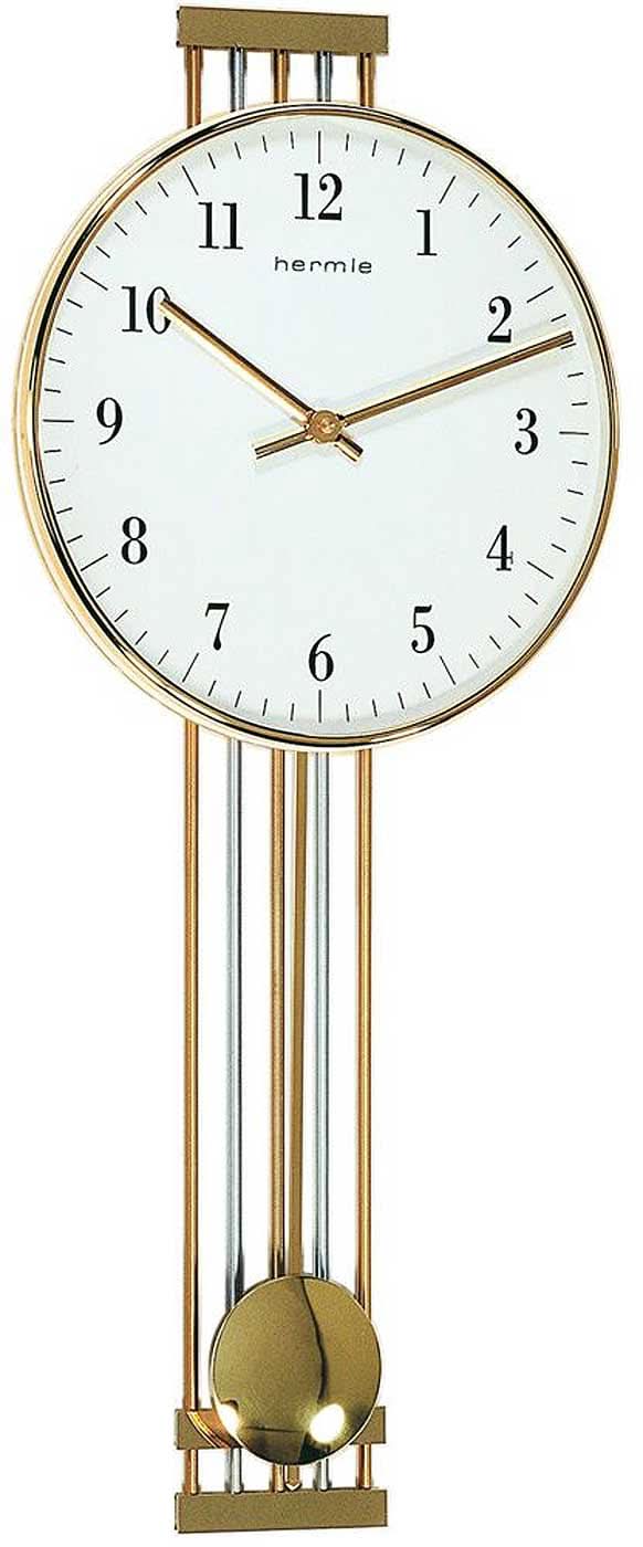 Hermle Wall Clock 56x24x7 cm Brass • Radio-Controlled • Brass Pendulum