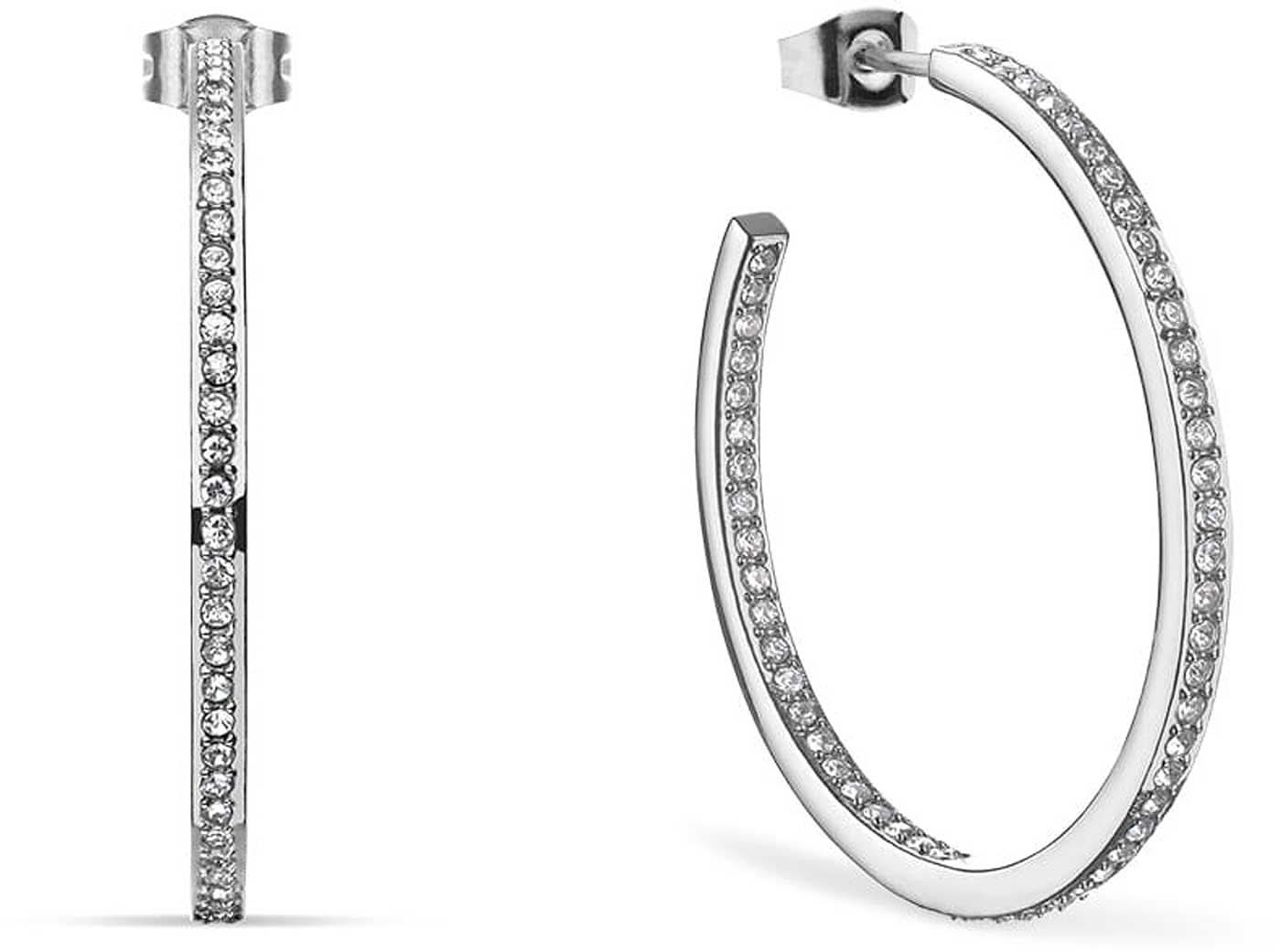 Stainless Steel Creole Earrings with Stones - Bering Jewelry Model: 731-17-05