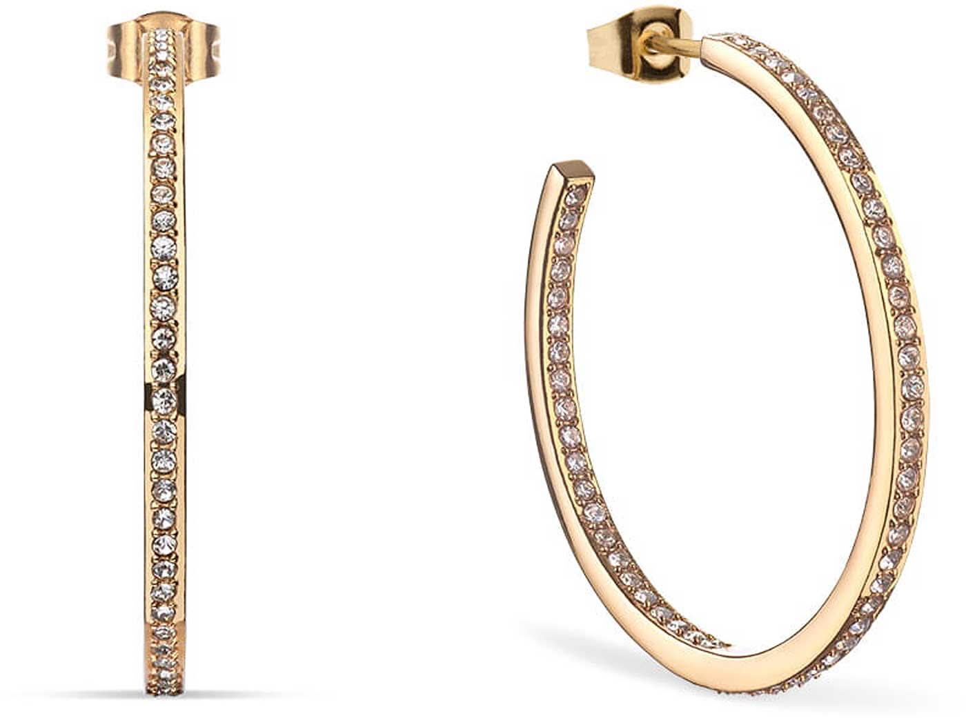 Stainless Steel Creole Earrings with Stones - Bering Jewelry Model: 731-27-05