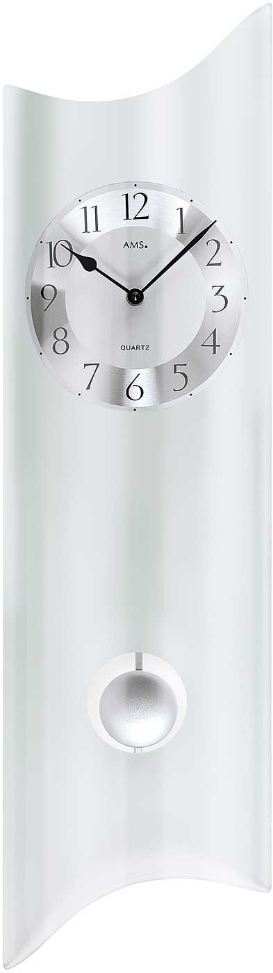 AMS Wall Clock 68x19x5 cm Glass • Quartz Pendulum • Silent