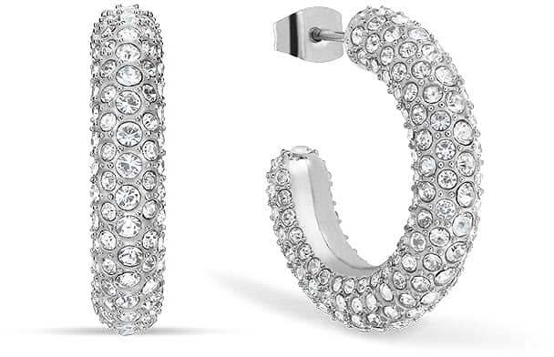 Stainless Steel Creole Earrings with Stones - Bering Jewelry Model: 739-17-05