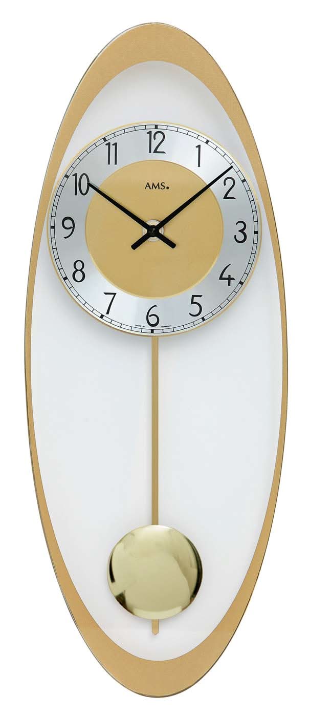 AMS Wall Clock 50x19x3 cm Metal • Modern Pendulum Clock • Elegant Gold Design