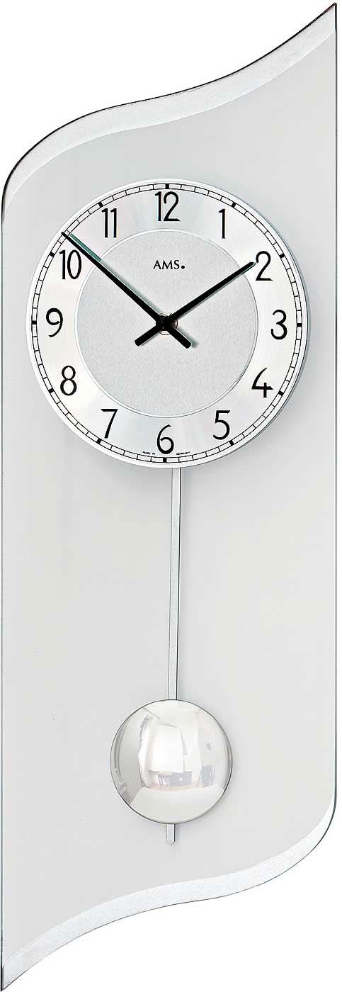 AMS Wall Clock 55x19x4 cm Glass • Modern Design • Quartz Pendulum Movement