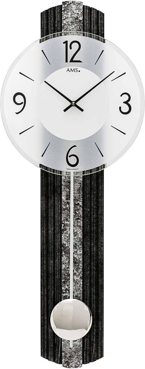 AMS Wall Clock 62x23x6 cm Wood • Quartz Movement • With Pendulum